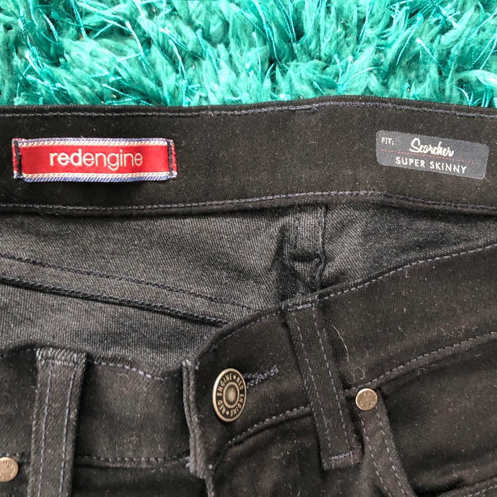 Red Engine Black Ankle Super Skinny Jeans
